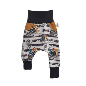 Pantalon sarouel slim "LETS GO" évolutif en sweat bouclettes oeko-tex