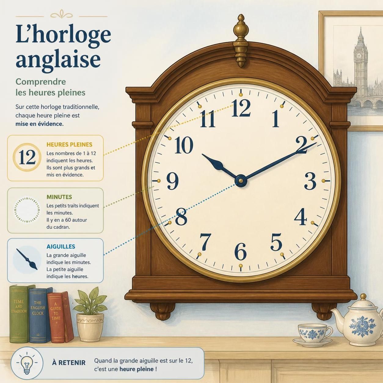 découvrez l'origine et la signification de l'expression anglaise "o'clock" utilisée pour indiquer l'heure sur les horloges.