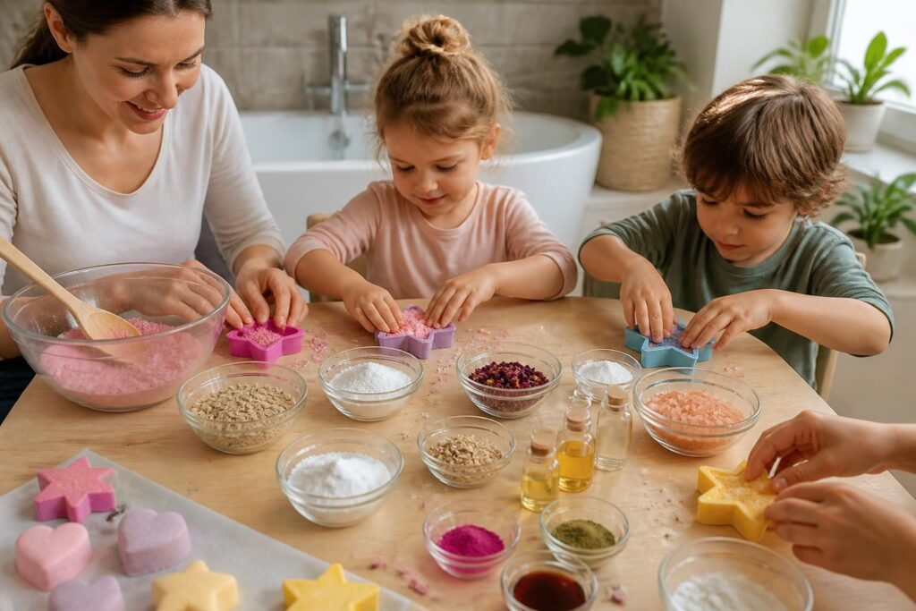 découvrez des recettes naturelles de bombes de bain pour enfants, alliant plaisir ludique et sécurité, pour des moments de détente colorés et sans danger.